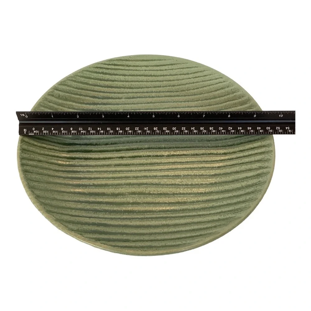 Pier 1 Essentials Stoneware Plate Rippled Green Single Heavy Dinner Plate